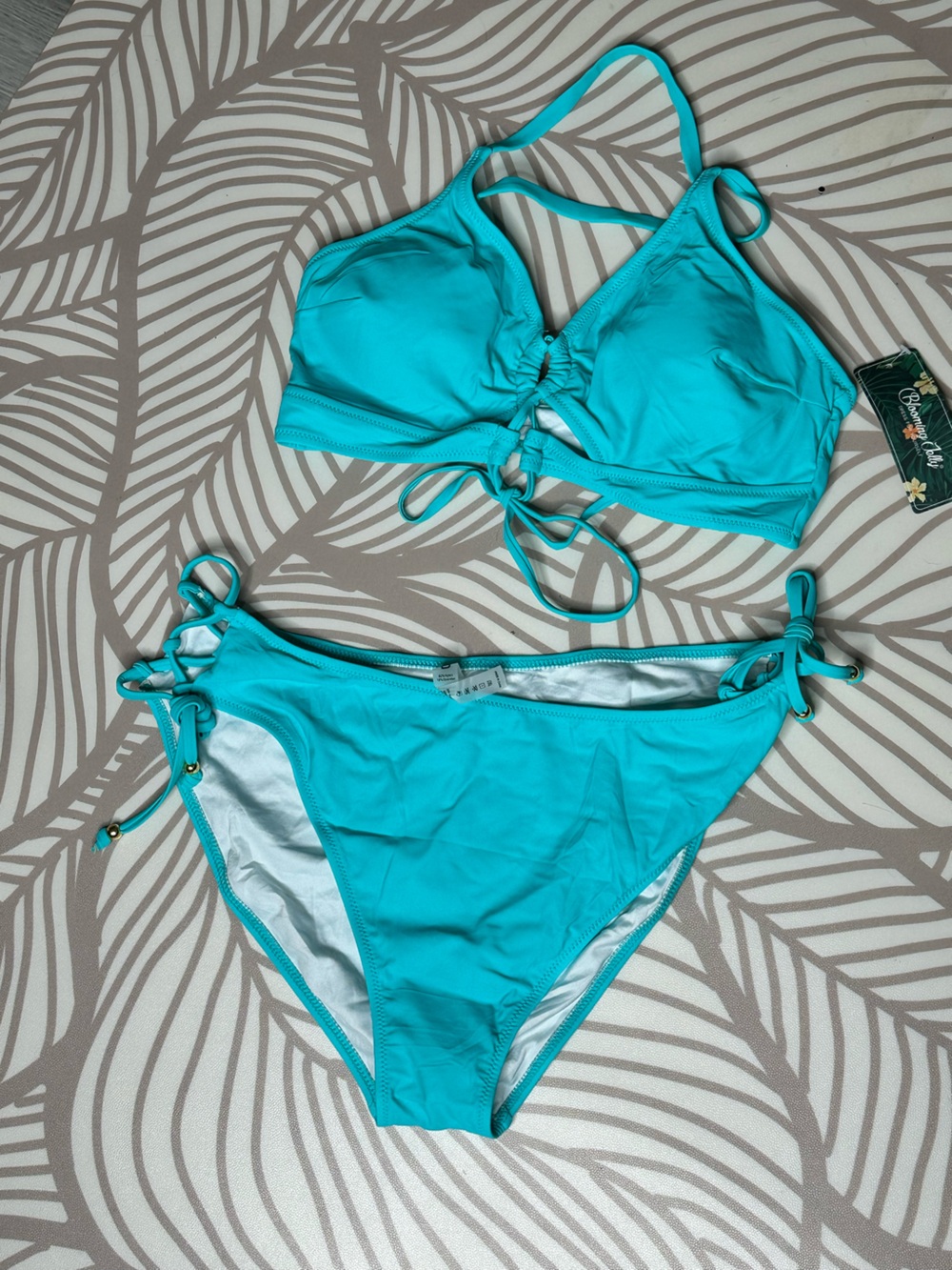 Women's Turquoise Tie-Side Bikini Set - Stylish Two-Piece Swimwear